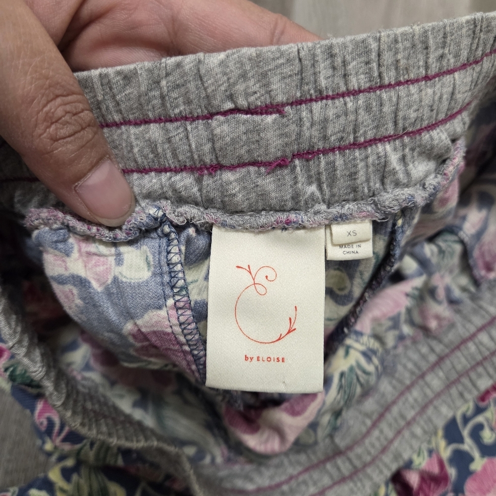 Anthropologie Eloise Floral Wide-Leg Lounge Pants Cotton Modal Boho Relaxed Fit - Picture 11 of 13